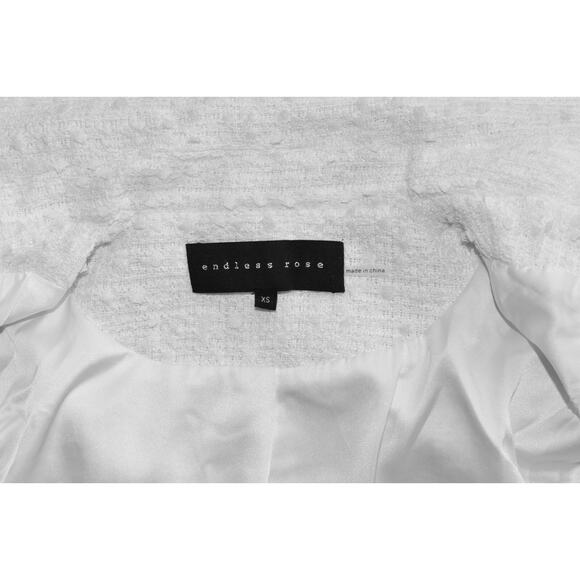 B0 Auth ENDLESS ROSE White Tweed Peak Lapel Single Button Blazer Size XS - Picture 7 of 9